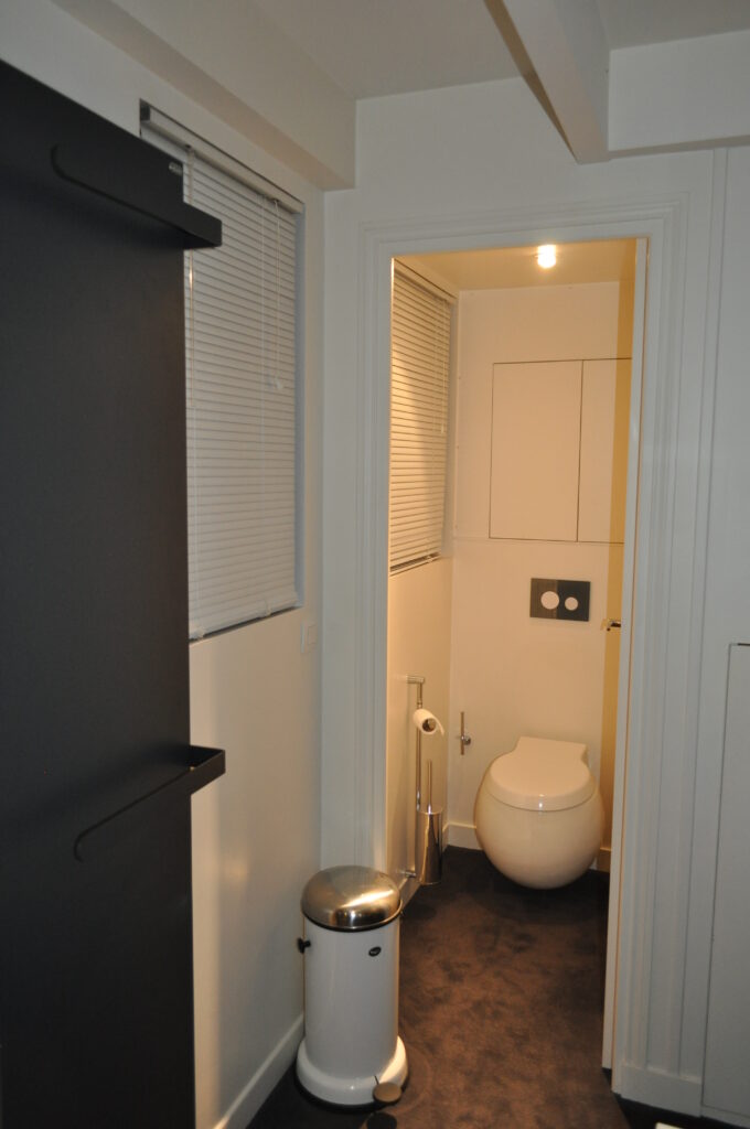 salle de bains parentale à Vincennes – espace WC intégré et agencement sobre Salle de bains parentale à Vincennes avec WC suspendu intégré dans un espace harmonieux